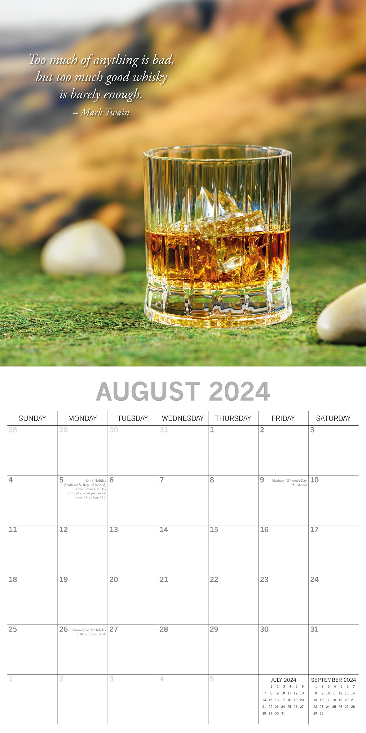 Whisky - 2024 Square Wall Calendar 16 Months Food Wine Beer Drink Planner
