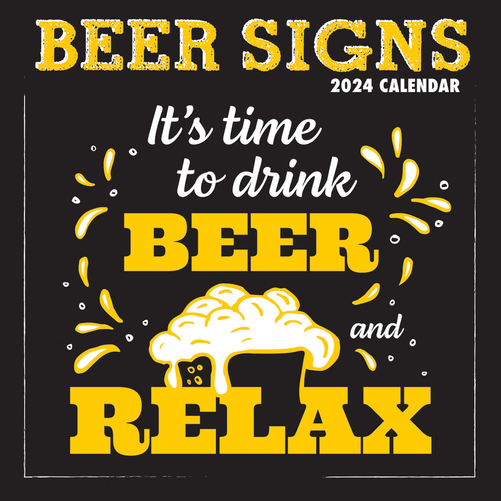 Beer Signs - 2024 Square Wall Calendar 16 Months Planner Christmas New Year Gift