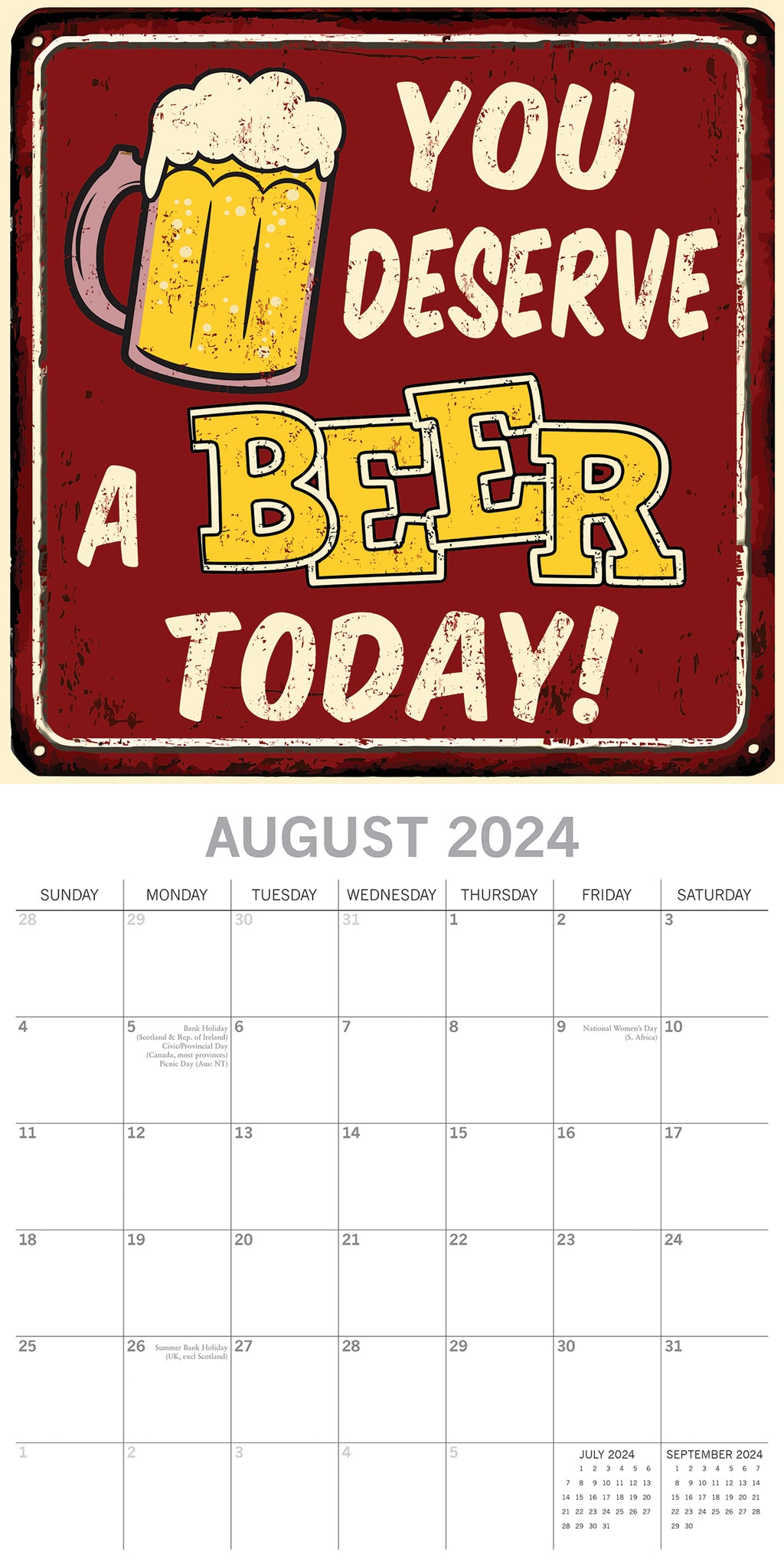 Beer Signs - 2024 Square Wall Calendar 16 Months Planner Christmas New Year Gift