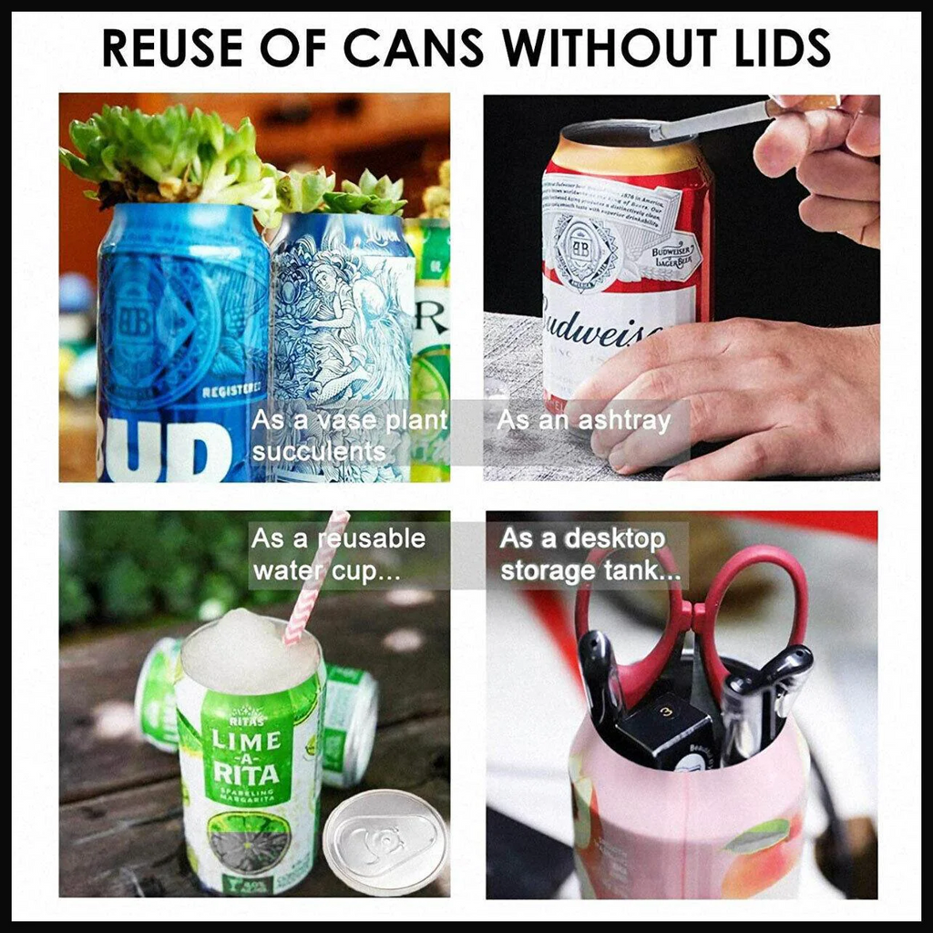 Topless Can Opener Manual Kitchen Tool for Beer Soda and Tin Bottles - Black