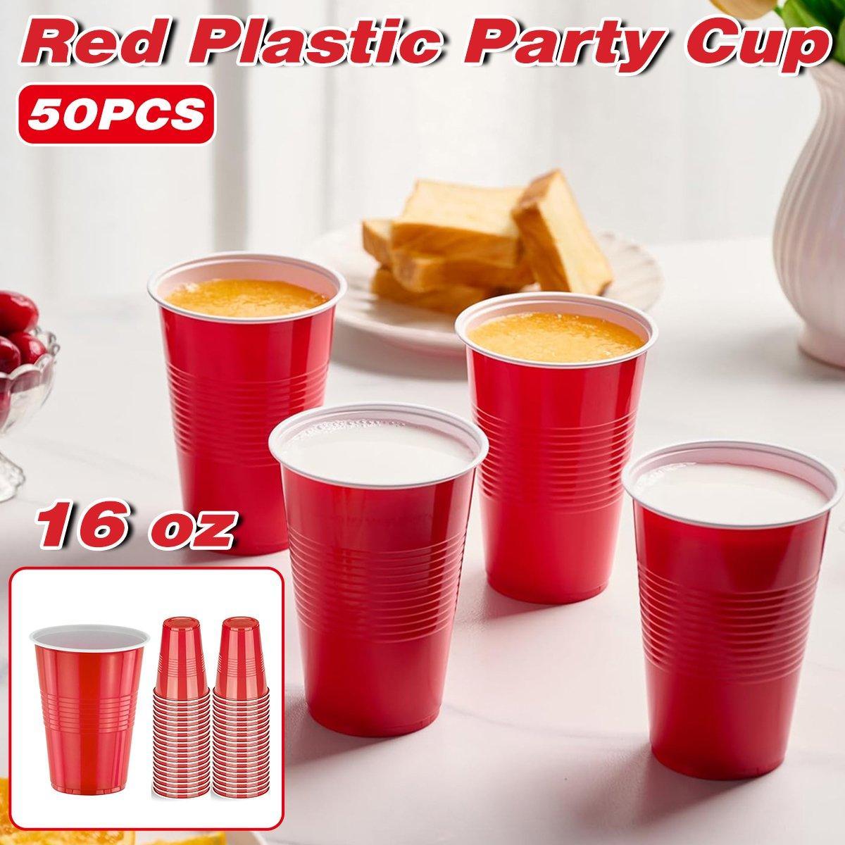50pcs Red Plastic Beer Pong Cups Reusable Party Cups Drinking Game Supplies