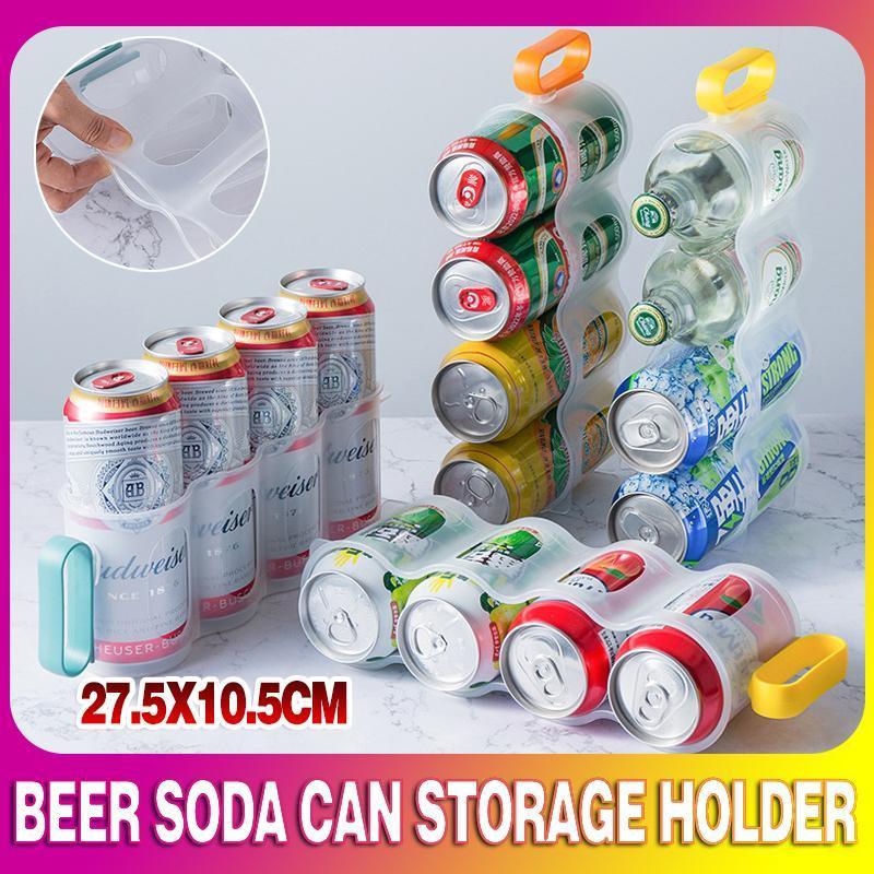 Beer Soda Can Storage Holder Kitchen Fridge Space Saver Rack Organizer 1-3PCS - Orange