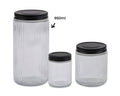 bulk 12 Ribbed Glass Jar With Metal Lid 950ml 9x19cm