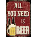 All You Need Is Beer Wall Art 20x30cm