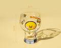 Mini Cartoon Glass Tumbler 400ml,Cute Beer and Juice Cup for Cold Drinks(Yellow duck)