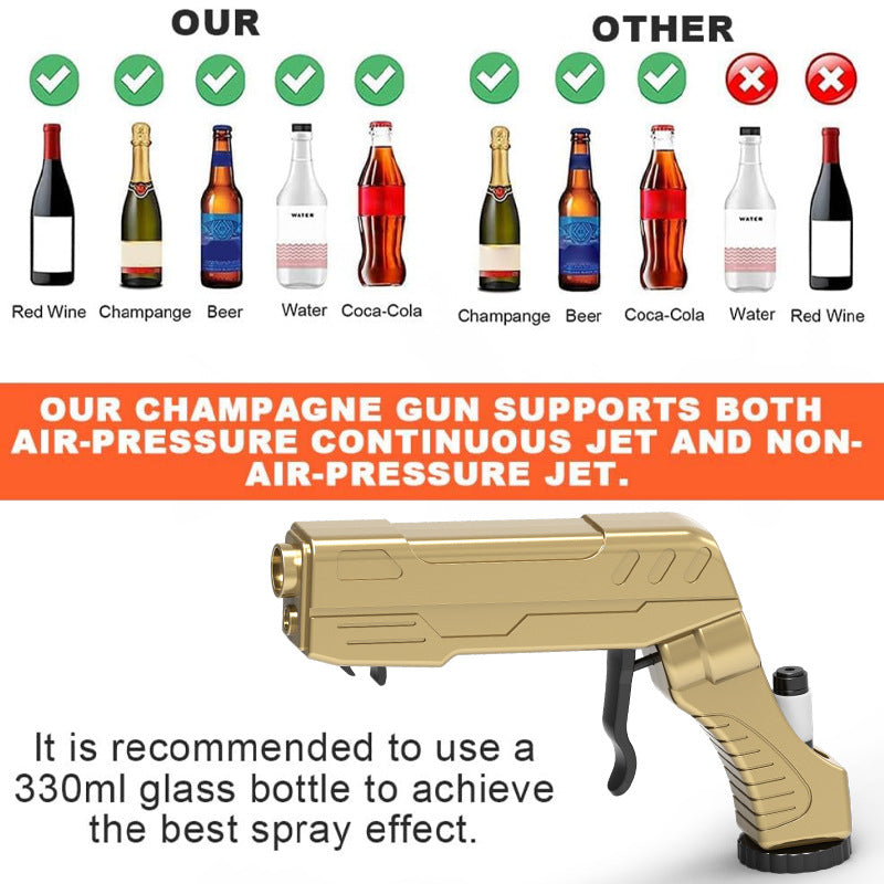 Gold Champagne & Beer Spray Gun - Ultimate Party Starter & Drink Dispenser with Bottle Opener