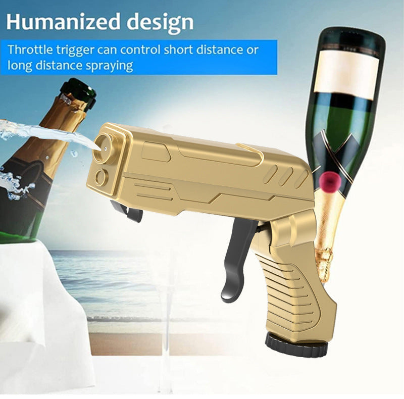 Black Champagne & Beer Spray Gun - Ultimate Party Starter & Drink Dispenser with Bottle Opener