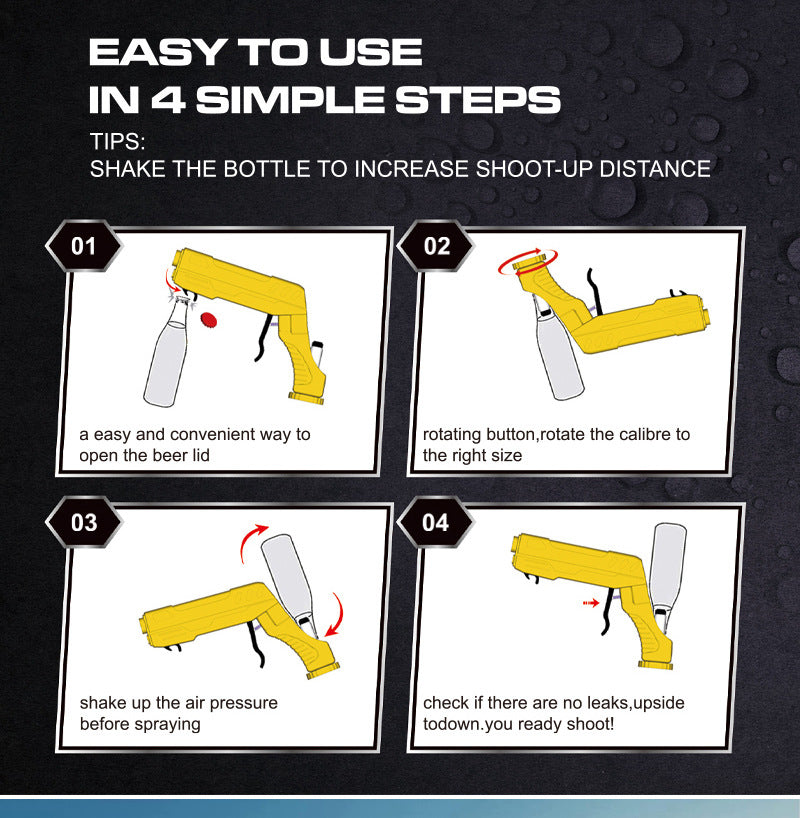 Silver Champagne & Beer Spray Gun - Ultimate Party Starter & Drink Dispenser with Bottle Opener