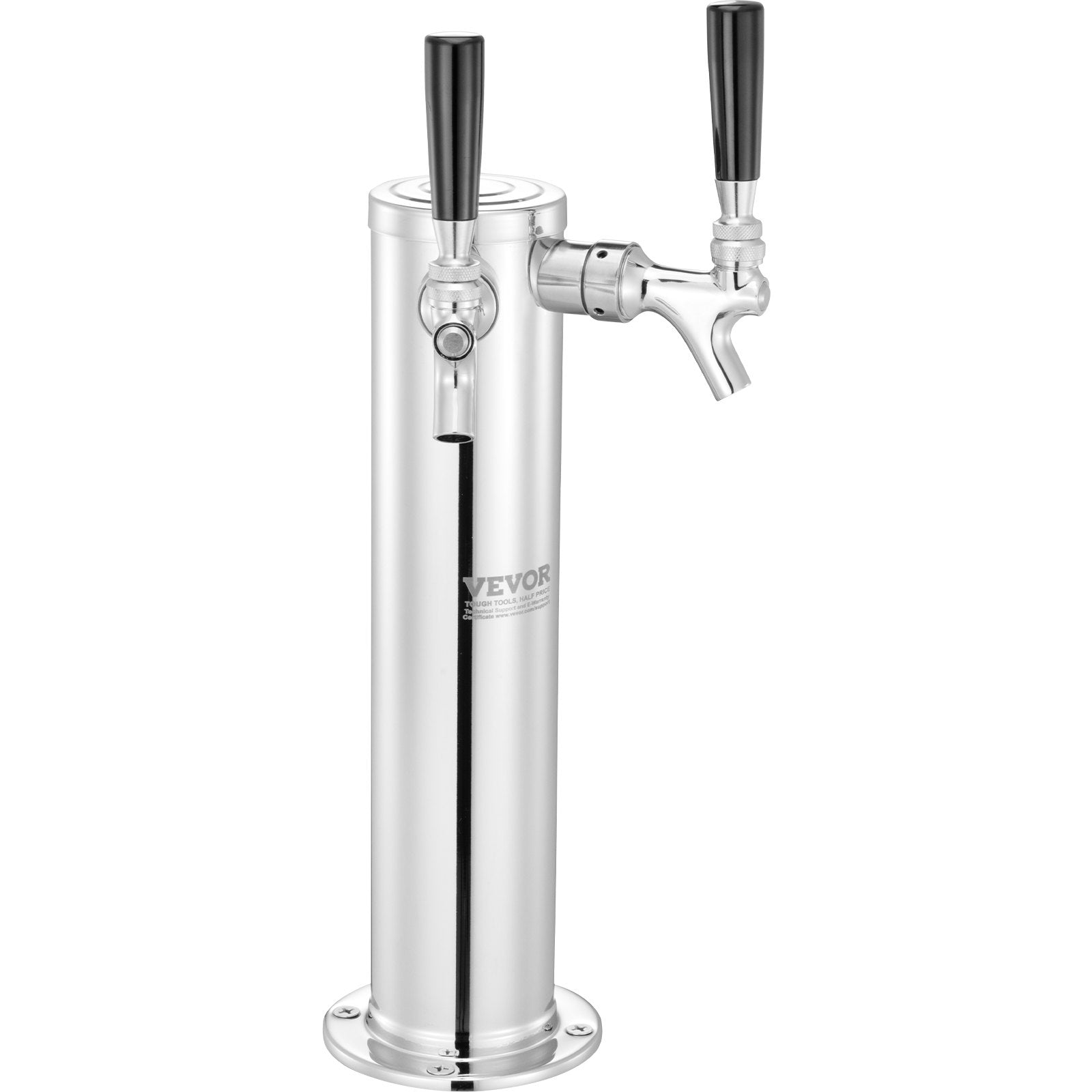VEVOR Kegerator Tower Kit, Dual Taps Beer Conversion Kit, Stainless Steel Keg Beer Tower Dispenser with Dual Gauge W21.8 Regulator & A-System Keg Coupler, Beer Drip Tray for Party Home