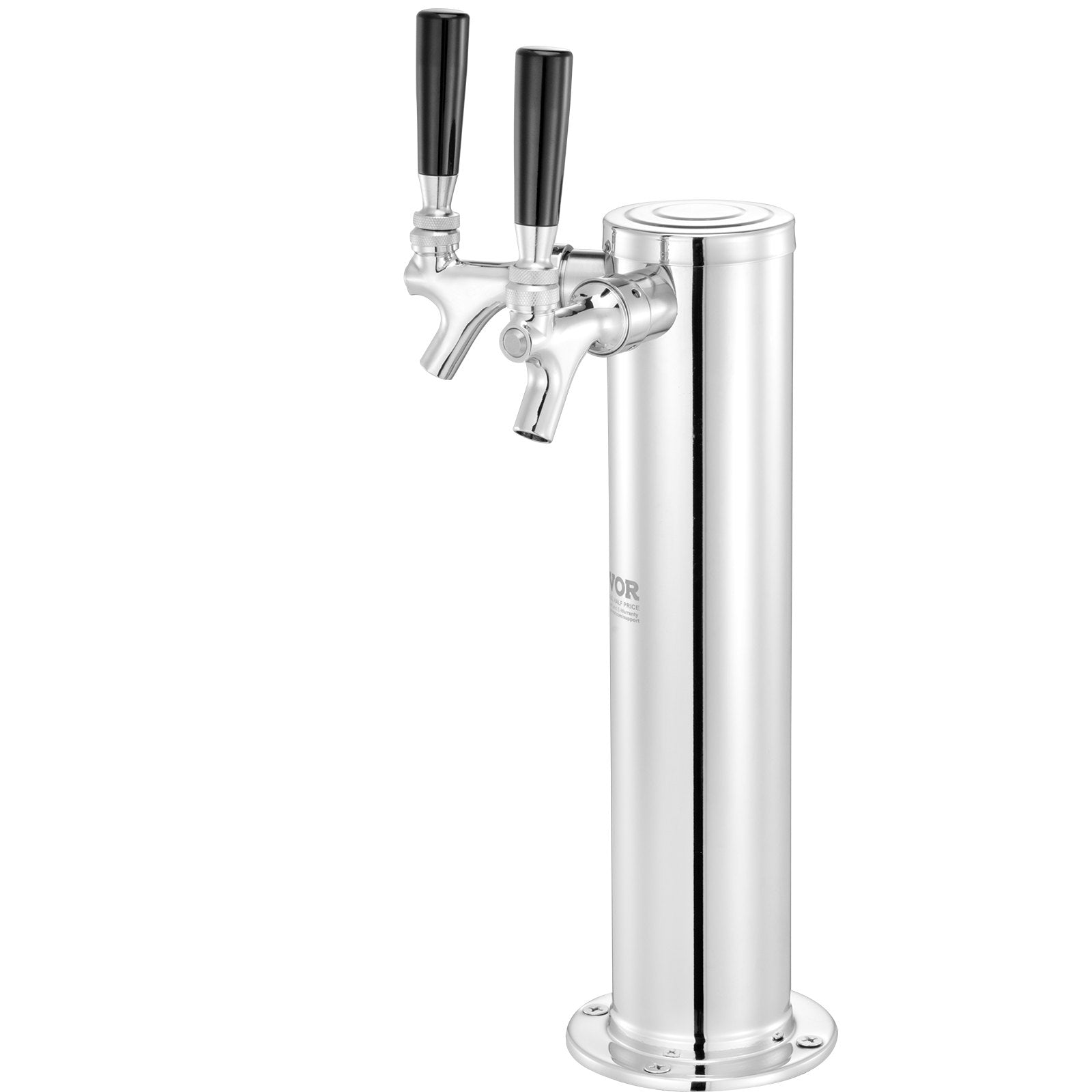 VEVOR Kegerator Tower Kit, Dual Taps Beer Conversion Kit, Stainless Steel Keg Beer Tower Dispenser with Dual Gauge W21.8 Regulator & A-System Keg Coupler, Beer Drip Tray for Party Home