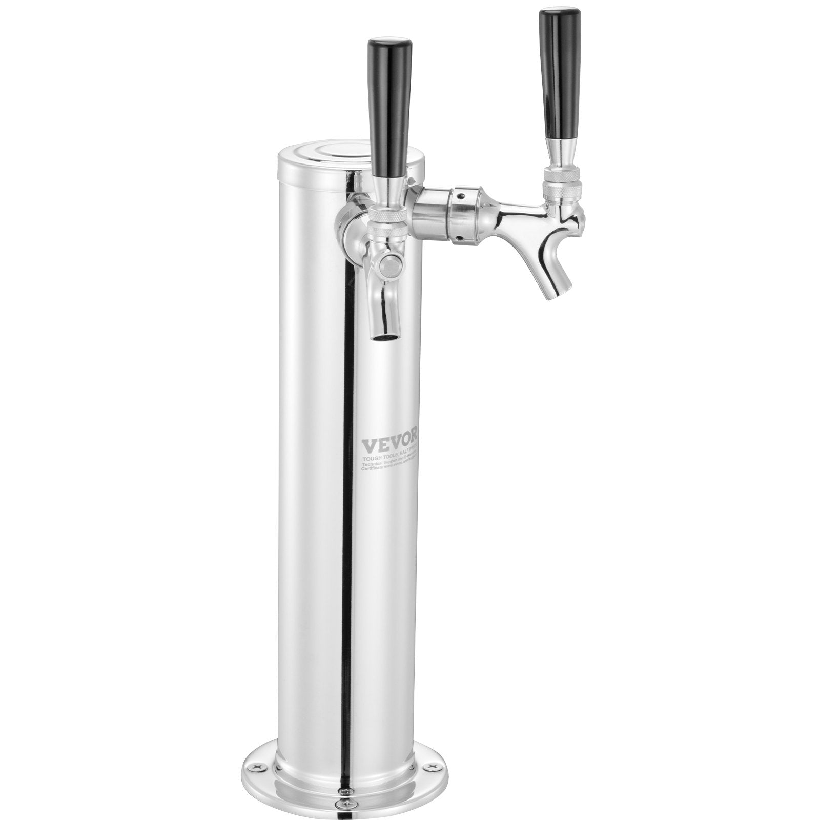 VEVOR Kegerator Tower Kit, Dual Taps Beer Conversion Kit, Stainless Steel Keg Beer Tower Dispenser with Dual Gauge W21.8 Regulator & A-System Keg Coupler, Beer Drip Tray for Party Home
