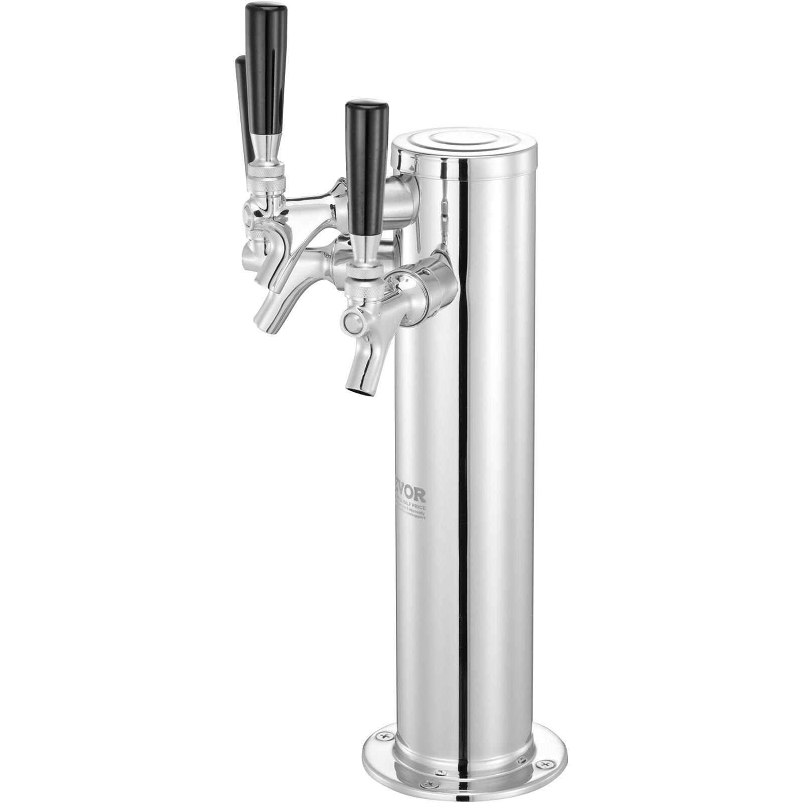 VEVOR Triple Taps Draft Beer Tower Dispenser, Stainless Steel Keg Beer Tower, Kegerator Tower Kit with Pre-Assembled Tubing and Self-Closing Faucet Shanks for Party, Bar, Pub, Restaurant