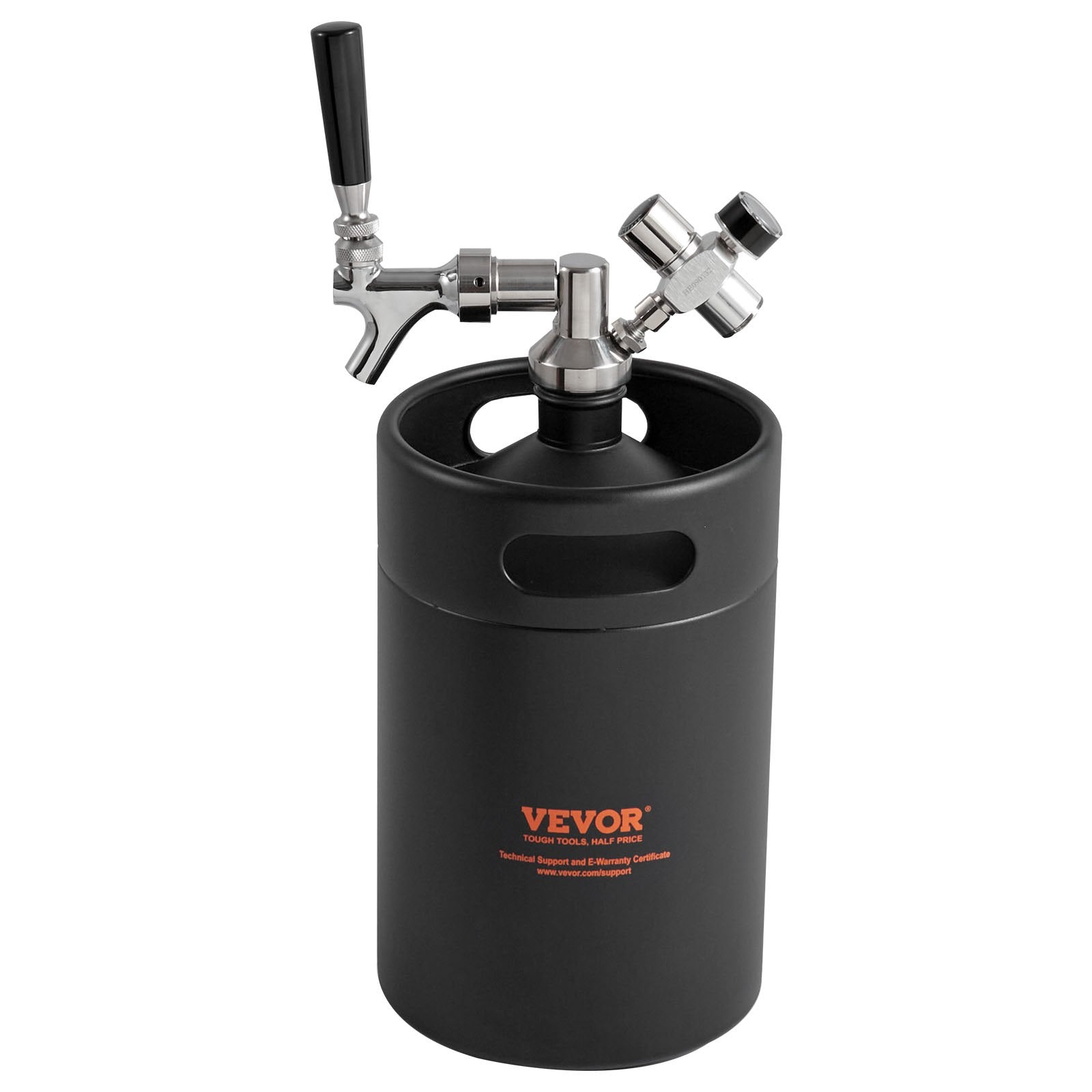 VEVOR Beer Growler Tap System, 5L Mini Keg, 304 Stainless Steel Pressurized Beer Growler, Keg Growler with Pressure Display, CO2 Regulator Faucet, Leak-Proof Ring For Draft, Homebrew, Craft Beer