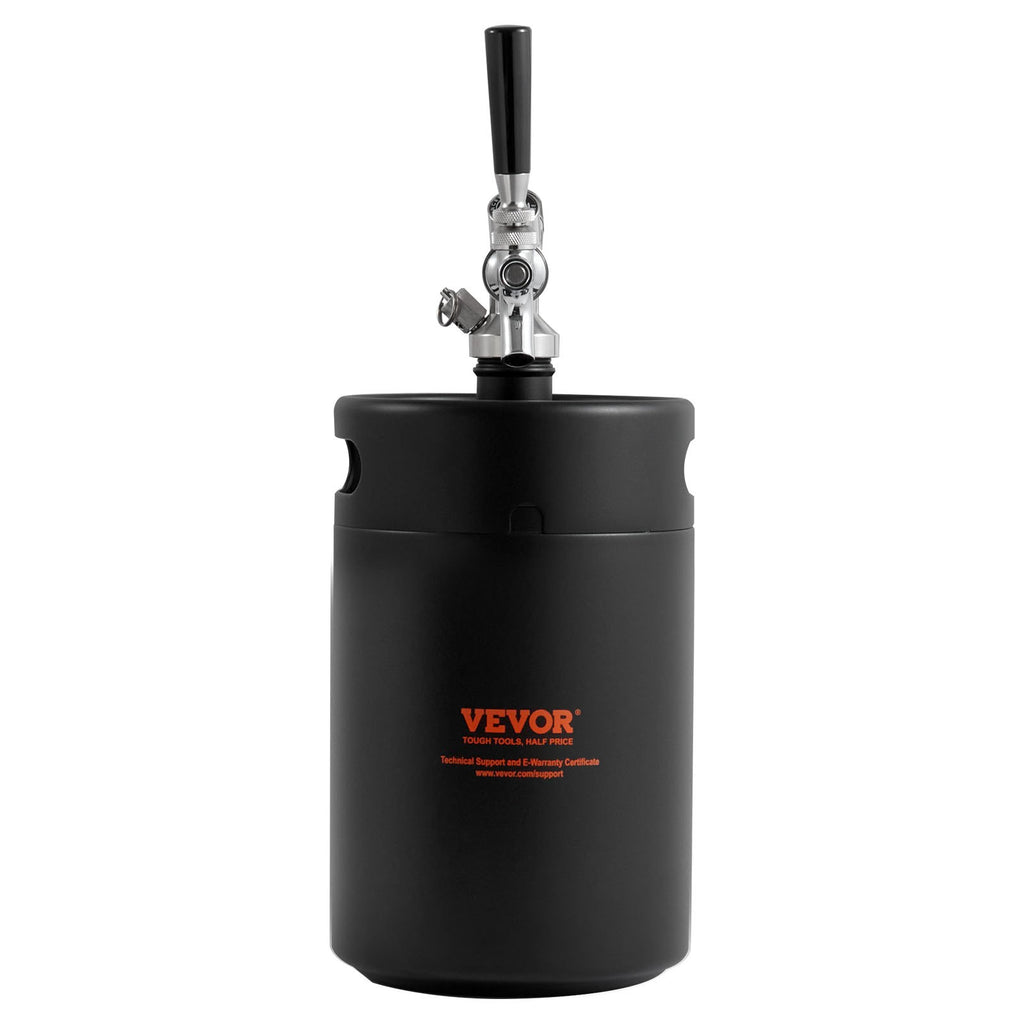 VEVOR Beer Growler Tap System, 5L Mini Keg, 304 Stainless Steel Pressurized Beer Growler, Keg Growler with Pressure Display, CO2 Regulator Faucet, Leak-Proof Ring For Draft, Homebrew, Craft Beer