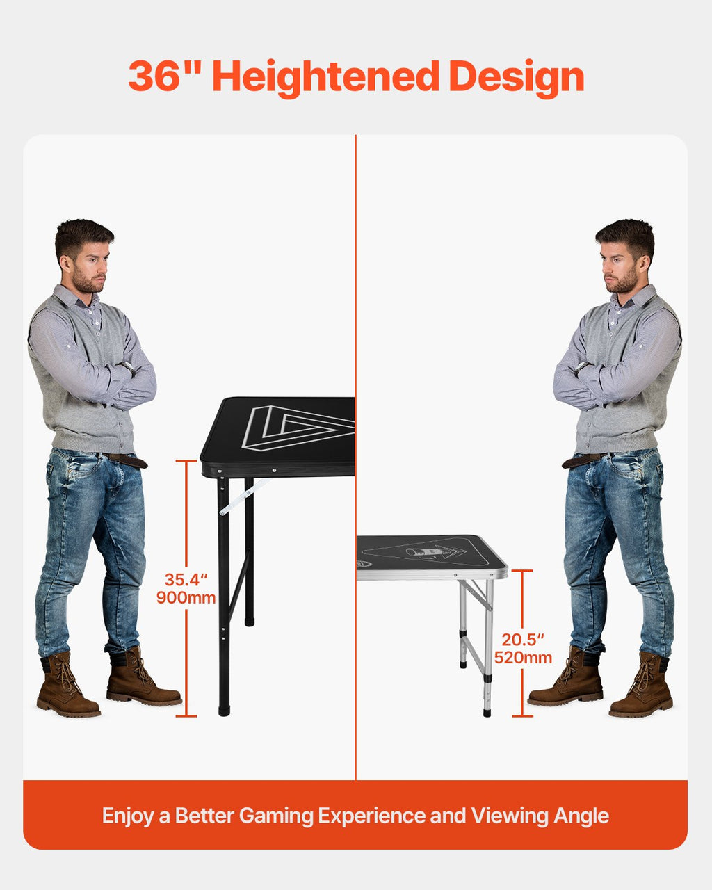 VEVOR 2.4 m Folding Beer Pong Tailgate Table Party Drinking Game Carrying Handle